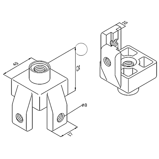 Base y pata ajustable perfil Tslot 40X40 mm (pack 4und)