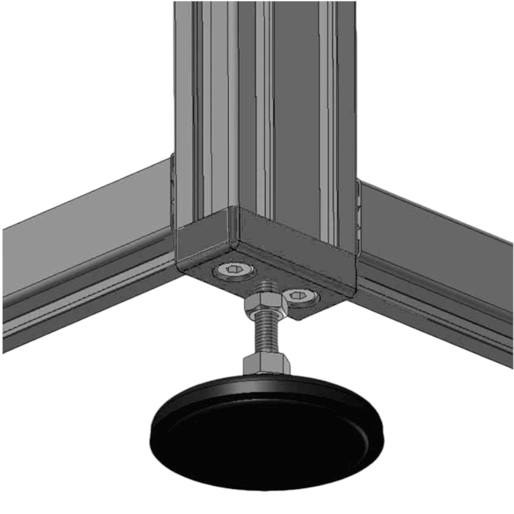 Base para pata M12 para perfil 40x80 mm