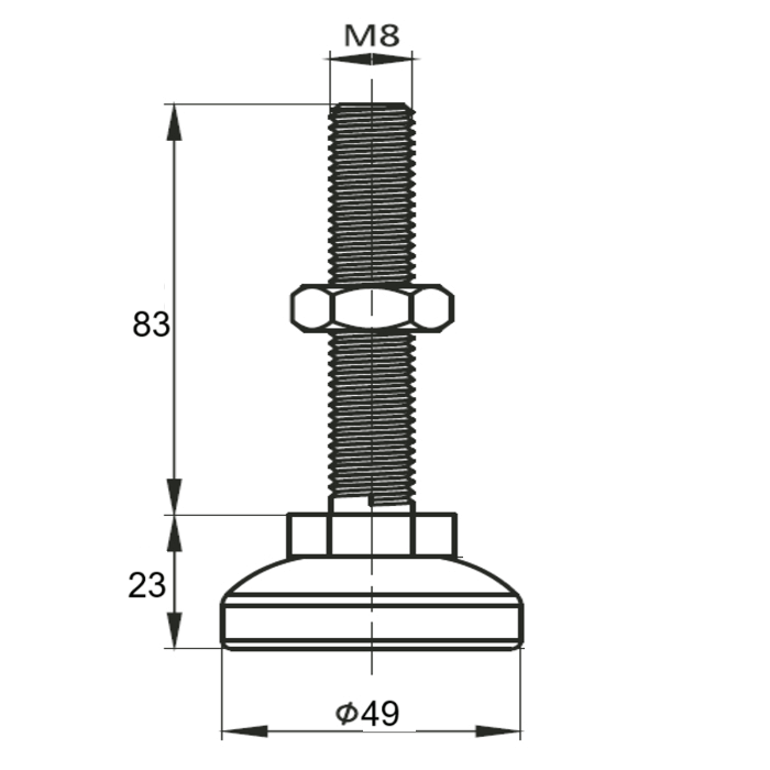 Pata ajustable M8 (Pack 4 und)
