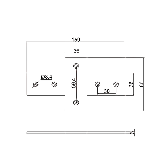 Placa Unión intersección 30x50