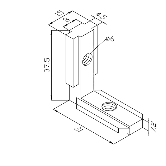 Soporte Tipo L Perfil Estructural 30x30 Tslot (pack 4 und)
