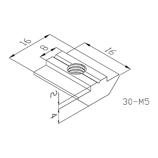 Tuerca corrediza M5 Tslot 30 mm (pack 25 unds)