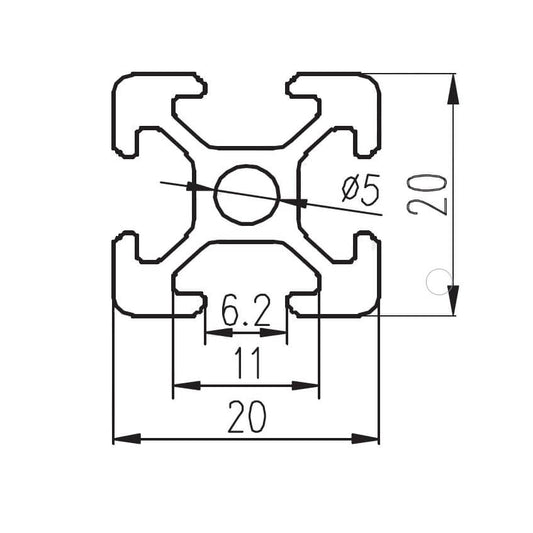 Perfil Estructural Aluminio Tslot 20x20x1000 mm (Pack 2 unds)