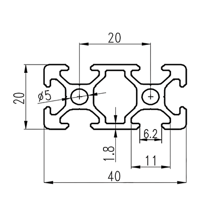 Perfil Estructural Aluminio Tslot 20x40x2000 mm
