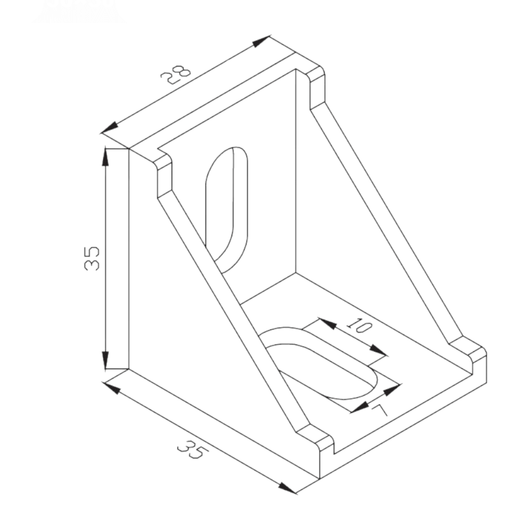 Soportes Ángulo 90° Estandar Para Perfil TSLOT + Pernos + Golillas + Tuerca Tipo T (Pack 50 unidades)