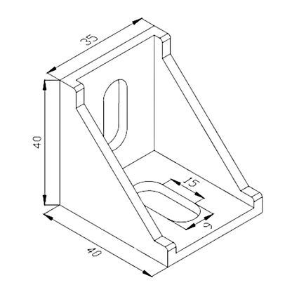 Soportes Ángulo 90° Estandar Para Perfil TSLOT + Pernos + Golillas + Tuerca corrediza (Pack 50 unidades)