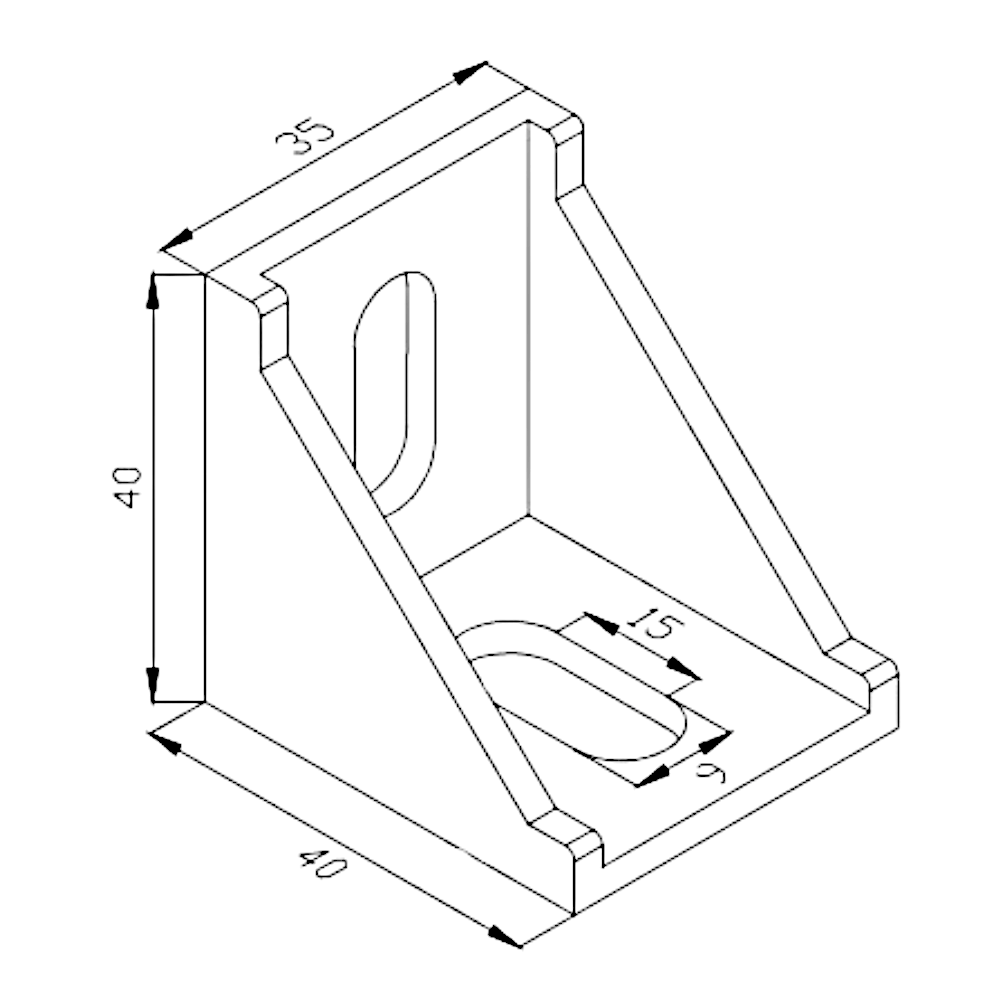 Soporte ángulo 90° Para perfil TSlot 40x40 (Pack 4 unds)
