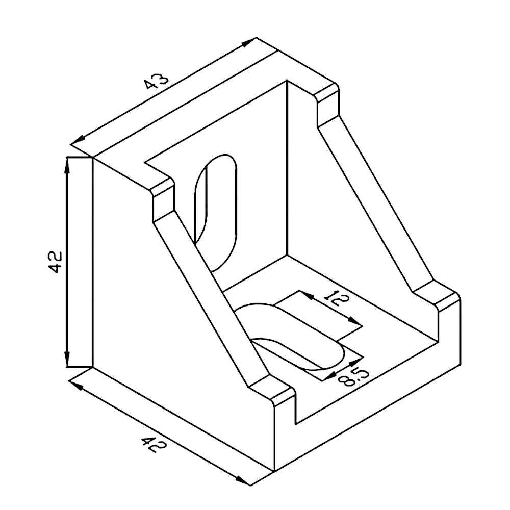 Soportes Ángulo 90° Estandar Para Perfil TSLOT + Pernos + Golillas + Tuerca Tipo T (Pack 50 unidades)