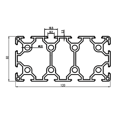 Perfil Estructural Aluminio Tslot 60x120x2000 mm
