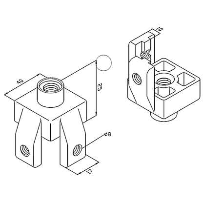 Base Para Pata Ajustable Perfil Tslot 40x40 mm (pack 4und)