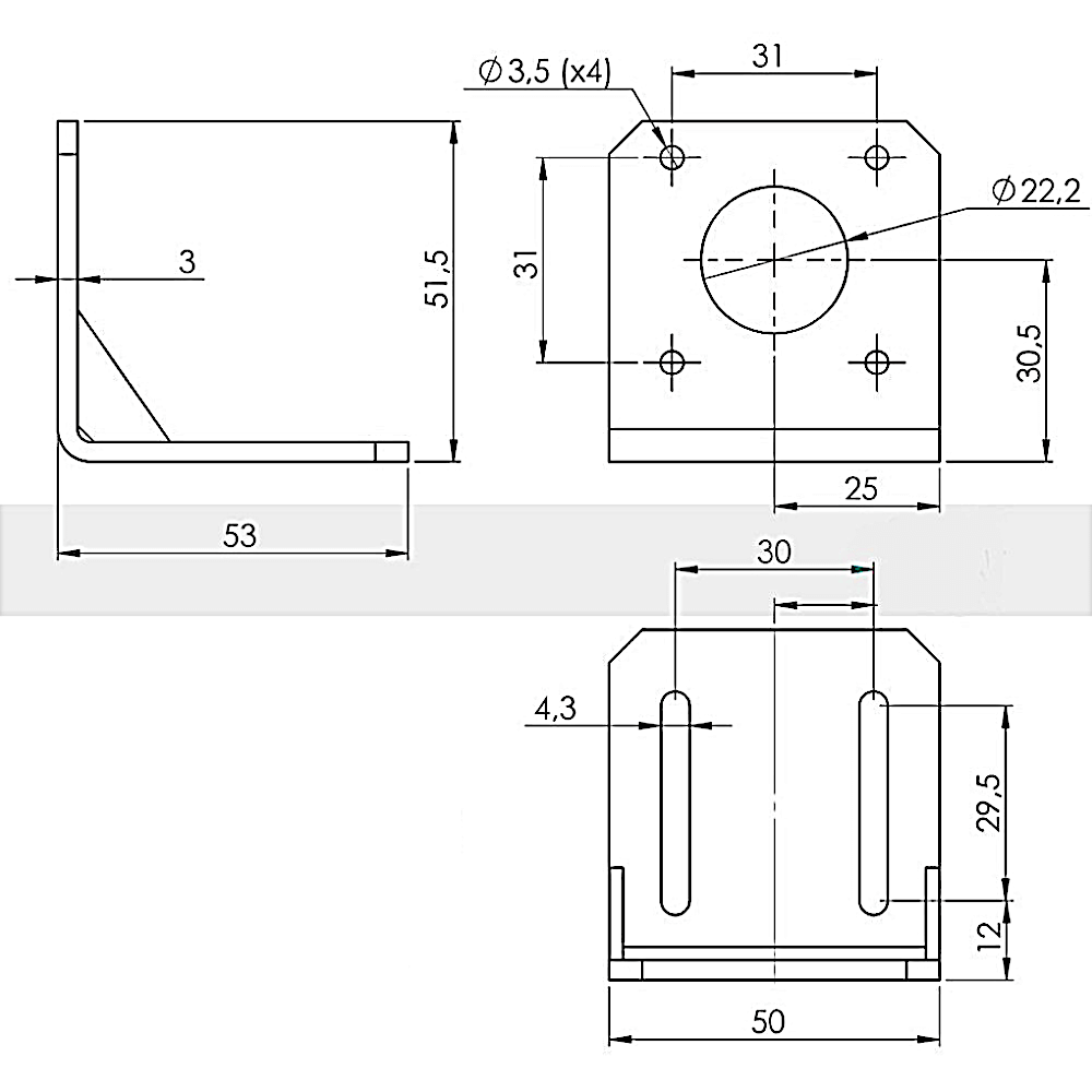 Base Soporte Metalico Motor Nema 17