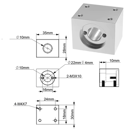 Base para tuerca trapezoidal T8