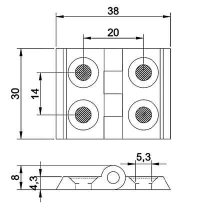 Bisagra Aluminio Perfil Tslot 20x20 mm (pack 2 und)
