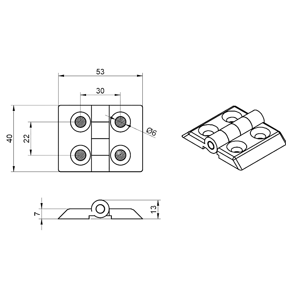 Bisagra Aluminio Perfil Tslot 30x30 mm (pack 2 und)