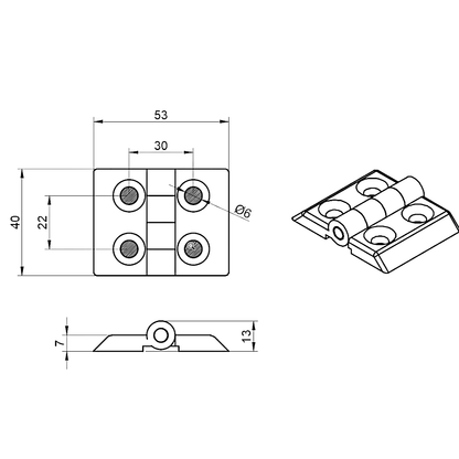 Bisagra Aluminio Perfil Tslot 30x30 mm (pack 2 und)