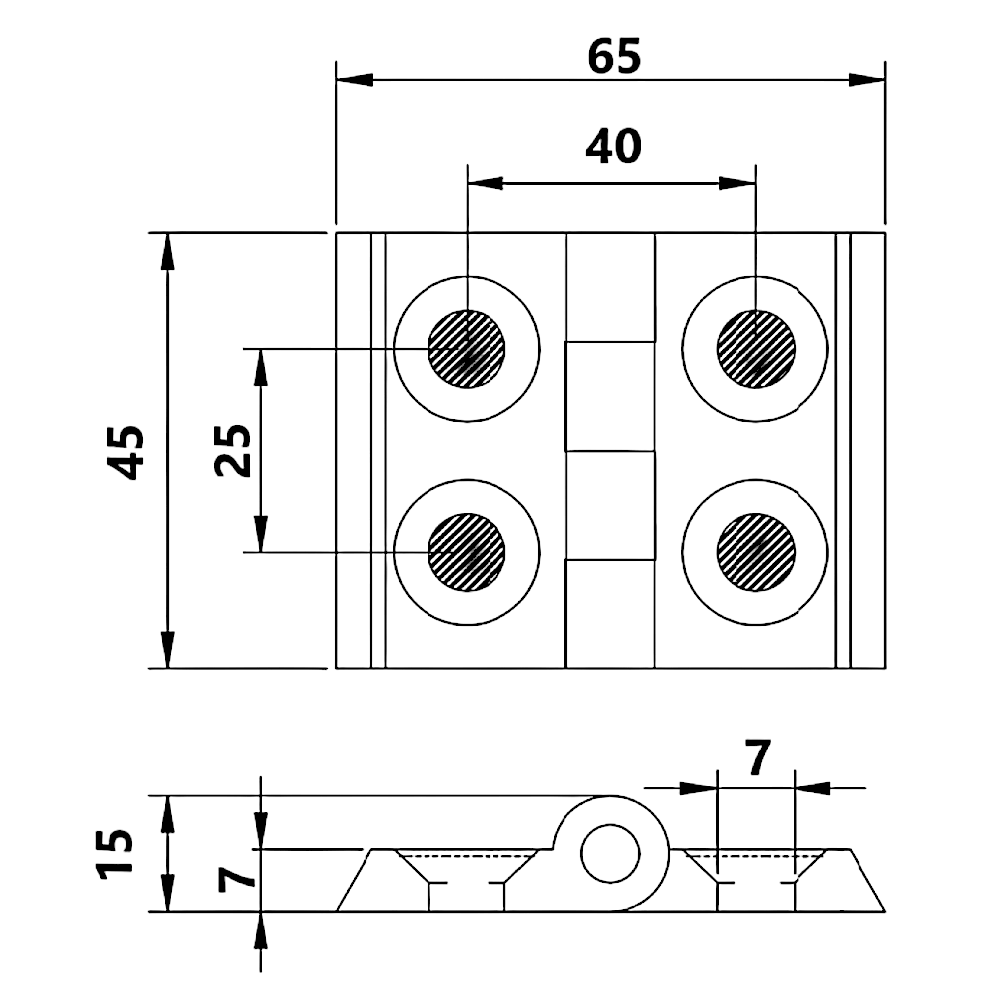 Bisagra Aluminio Perfil Tslot 40x40 mm (pack 2 und)