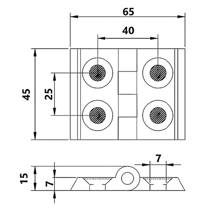 Bisagra Aluminio Perfil Tslot 40x40 mm (pack 2 und)