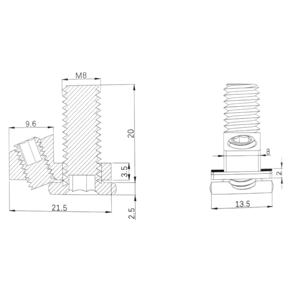 Conector de hilo central perfil Tslot 30 mm