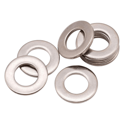 Tuerca Hexagonal M6 + Golilla Plana + Presión Acero inoxidable (pack 50 unds)