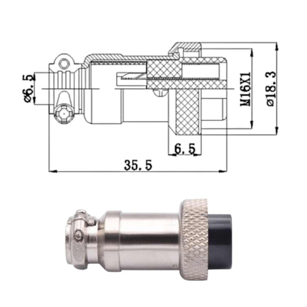Conector Enchufe Hembra Macho 6 Pines Gx16-6 (pack 2 und)
