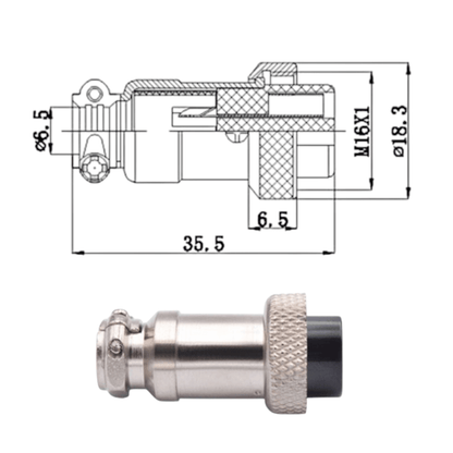 Conector Enchufe Hembra Macho 6 Pines Gx16-6 (pack 2 und)