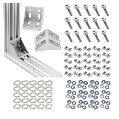 Soportes Ángulo 90° Para Perfil TSLOT + Pernos + Golillas + Tuerca corrediza (Pack 12 unidades) (Copia)