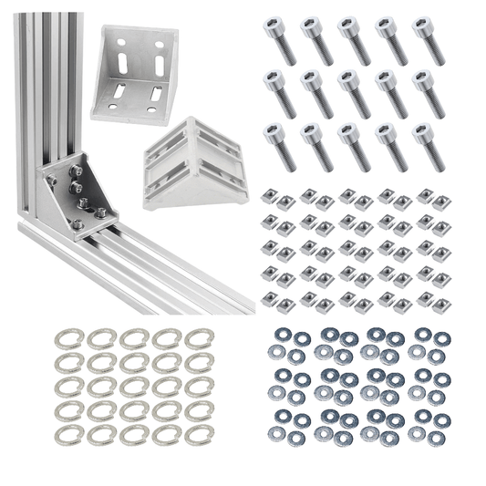 Soportes Ángulo 90° Para Perfil TSLOT + Pernos + Golillas + Tuerca corrediza (Pack 12 unidades) (Copia)
