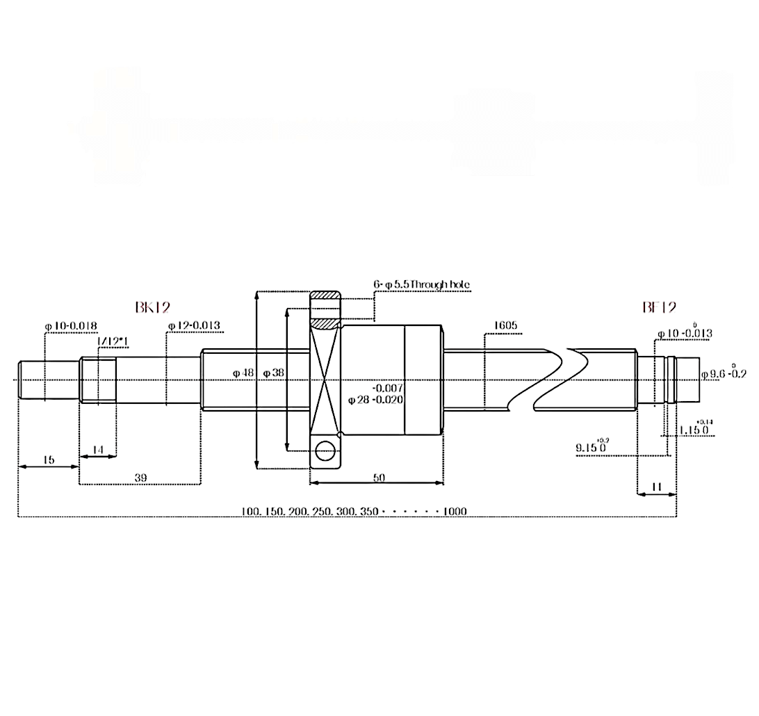 Kit Husillo hilo roscado SFU1605-2000 mm