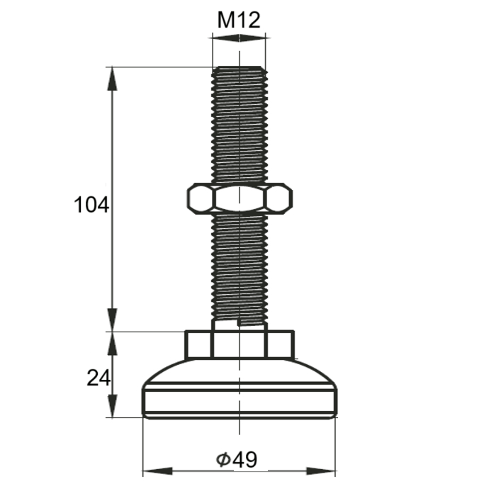 Pata ajustable M12 (Pack 4 und)