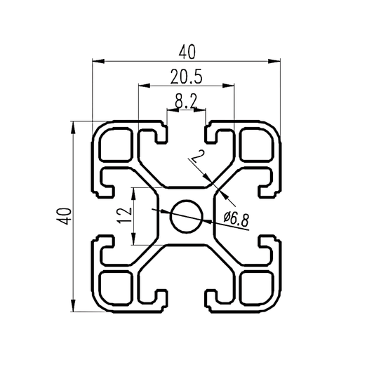 Perfil Estructural Aluminio Tslot 40x40x3000 mm