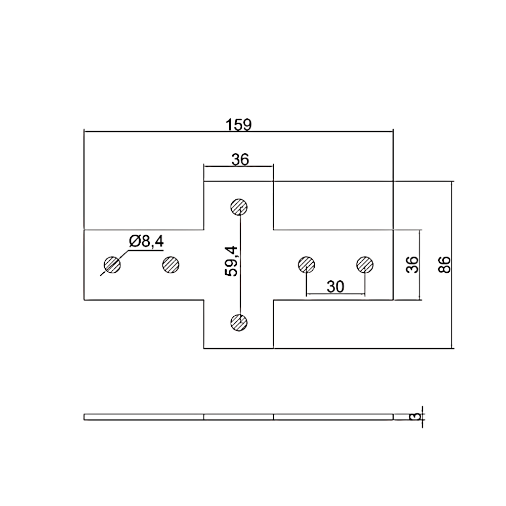 Placa Unión intersección 30x50