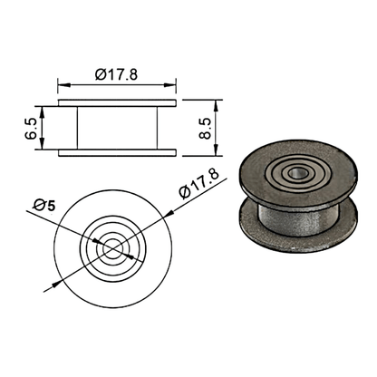 Polea de sincronización GT2-6 mm 20T sin dientes