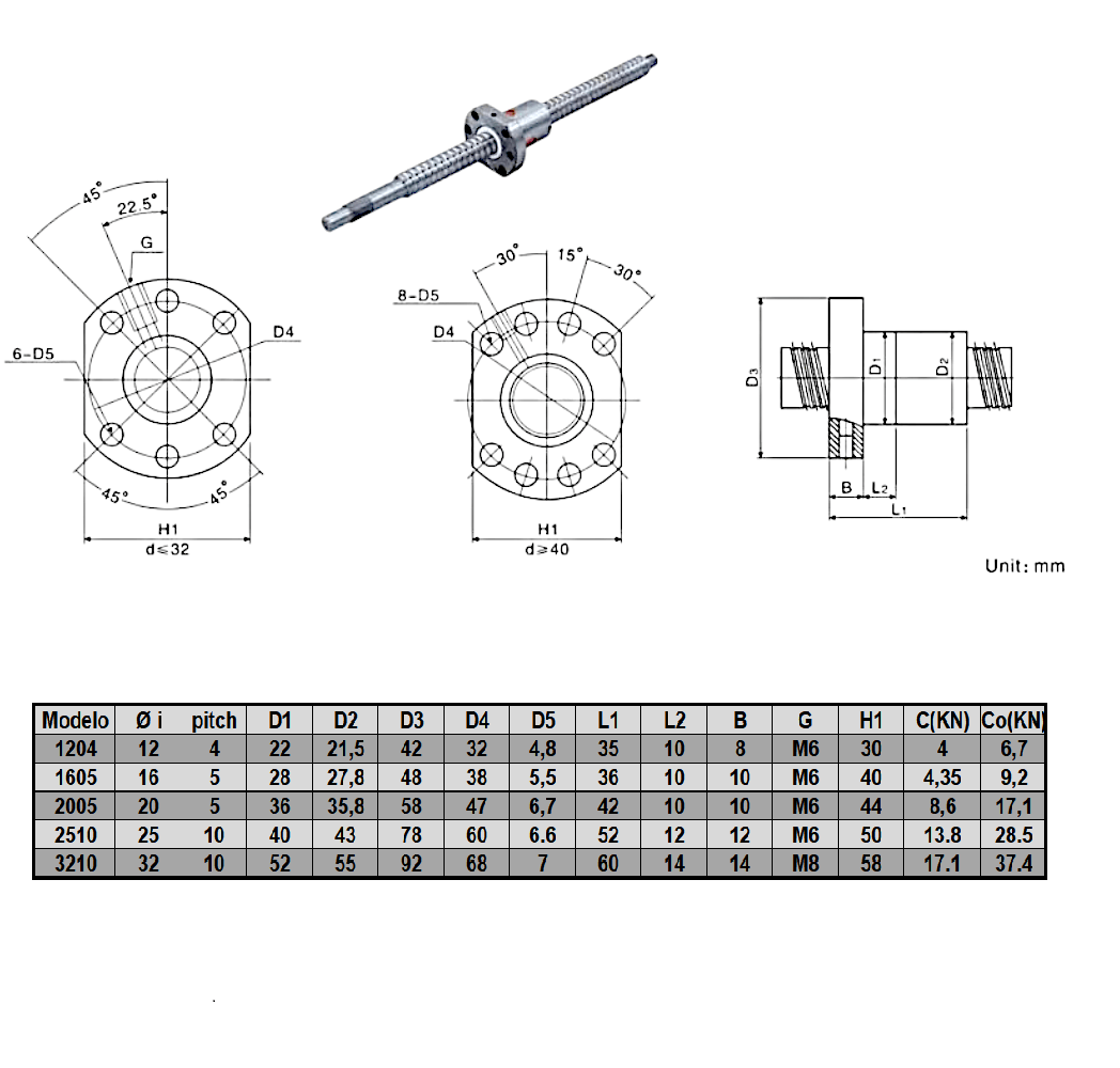 SFU3210 Tuerca rodamiento de bolas circulantes