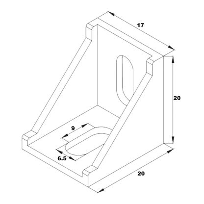 Soportes Ángulo 90° Estandar Para Perfil TSLOT + Pernos + Golillas + Tuerca Tipo T (Pack 50 unidades)