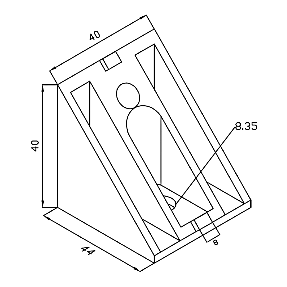 Soporte ángulo 45° Perfil Tslot 40x40 mm (pack 2 und)