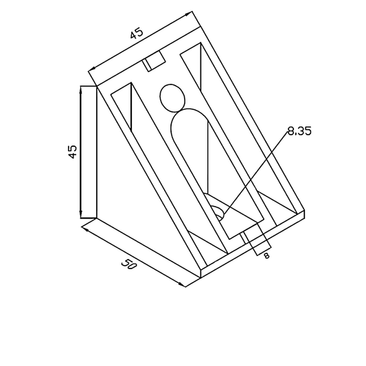 Soporte ángulo 45° Perfil Tslot 45x45 mm (pack 2 und)