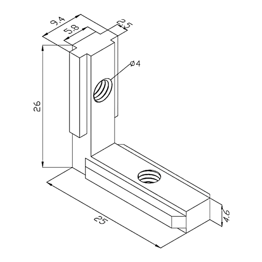 Soporte Tipo L Perfil Estructural 20x20 Tslot (pack 4 und)