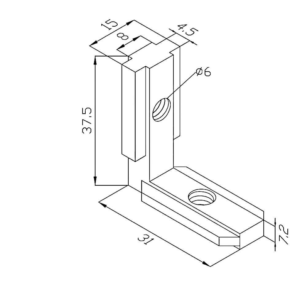 Soporte Tipo L Perfil Estructural 30x30 Tslot (pack 4 und)