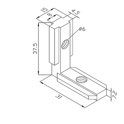 Soporte Tipo L Perfil Estructural 30x30 Tslot (pack 4 und)