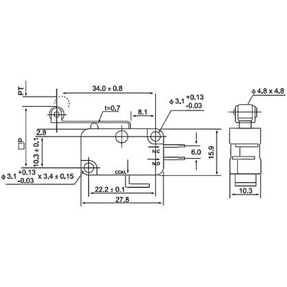 Switch limite de carrera 250 VAC 15 Amperios (Pack 5 und)