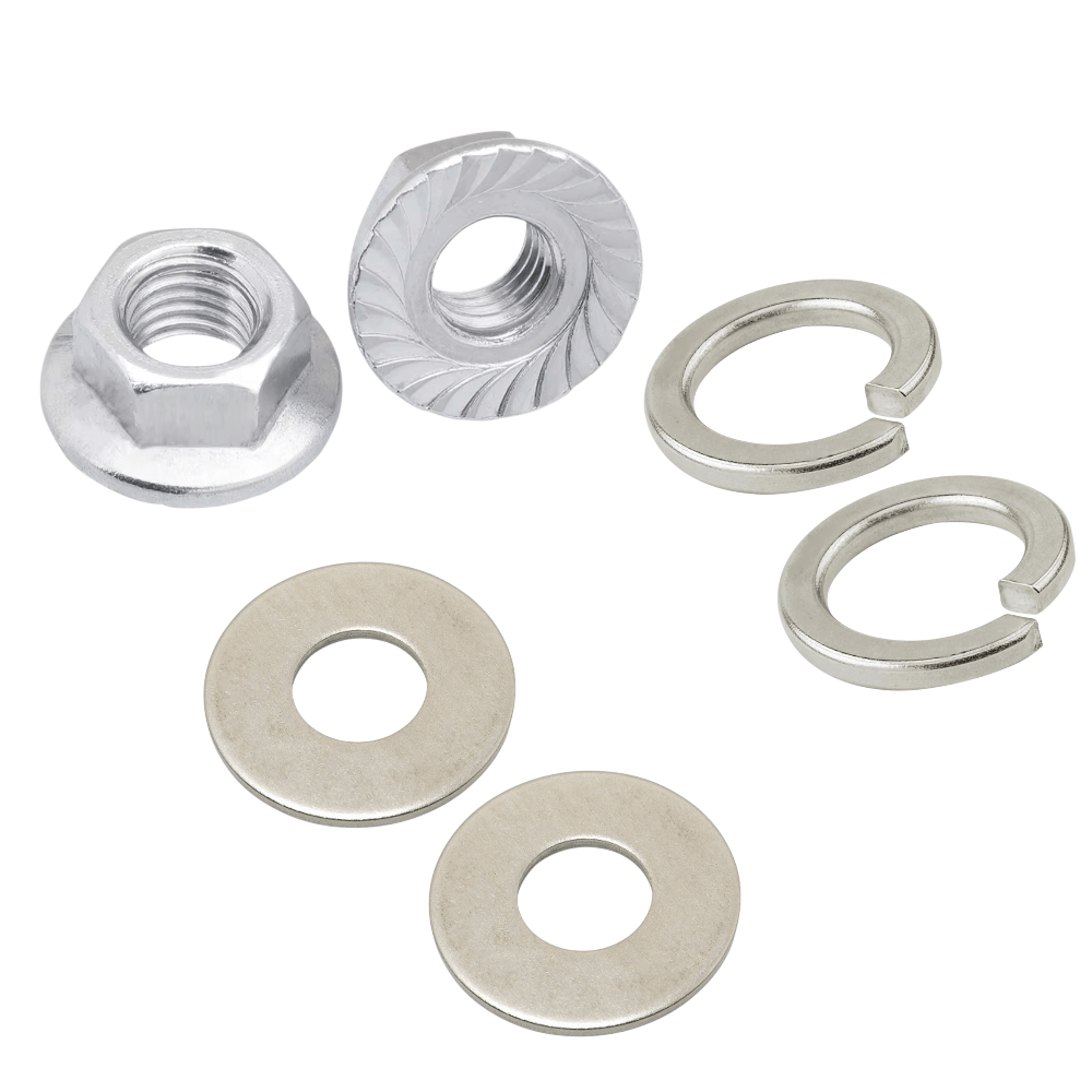 Tuerca Hexagonal M5 + Golilla Plana + Presión Acero inoxidable (pack 100 unds)