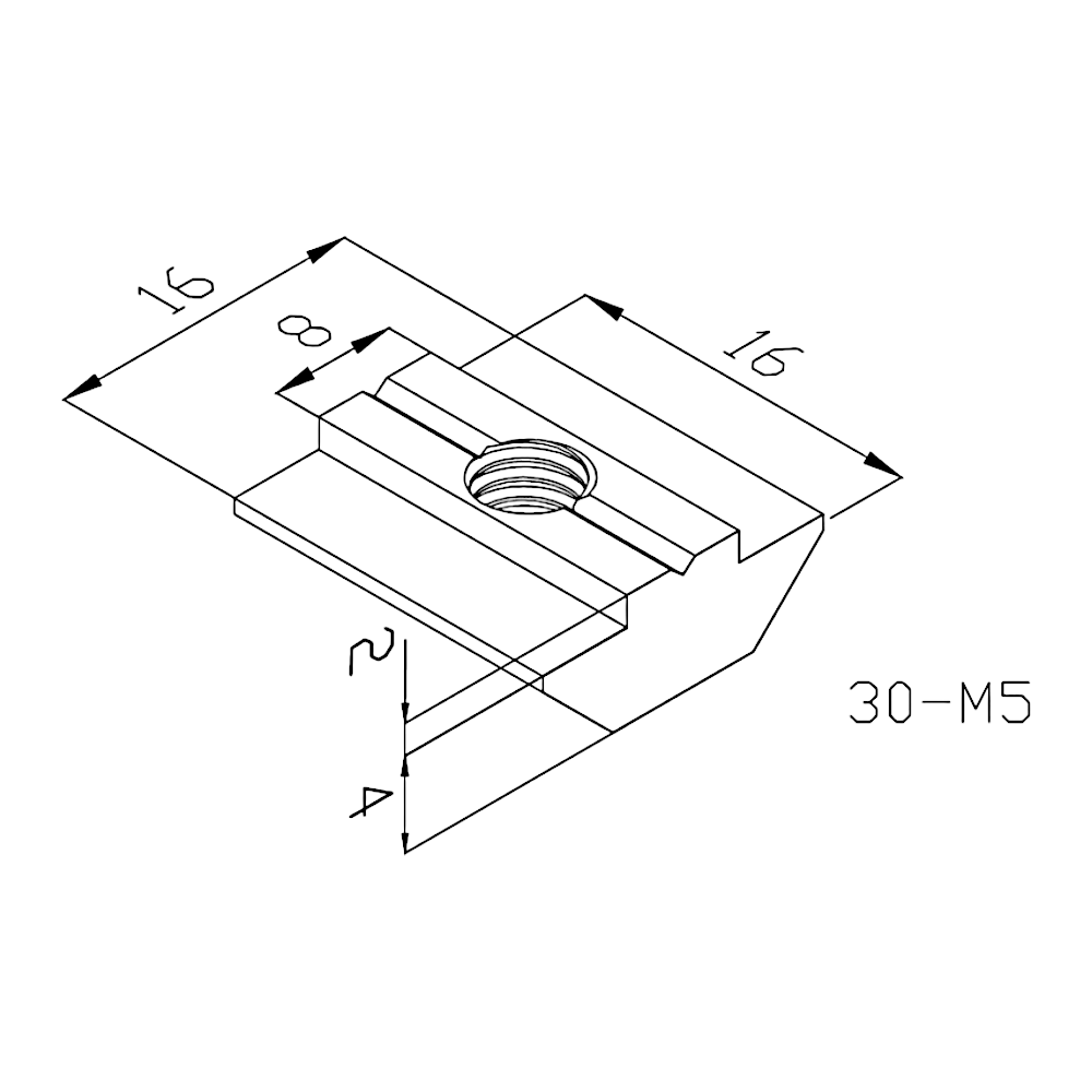 Tuerca corrediza M5 Tslot 30 mm (pack 25 unds)