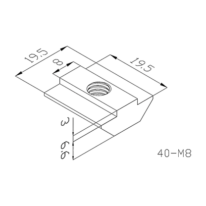 Tuerca corrediza M8 Tslot 40 mm (pack 25 unds)