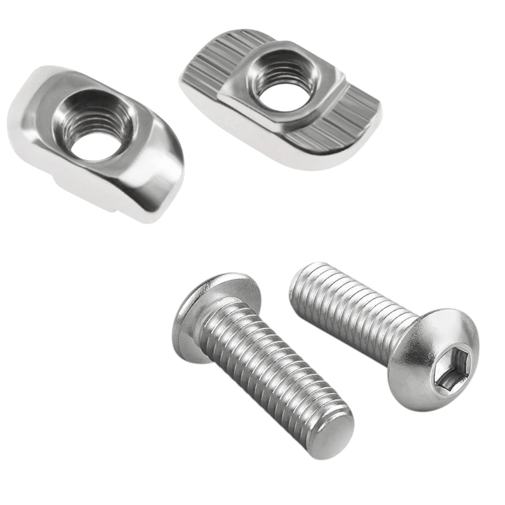Tuerca "T" M5 + Pernos Perfil Tslot 30 mm (Pack 50 pares)