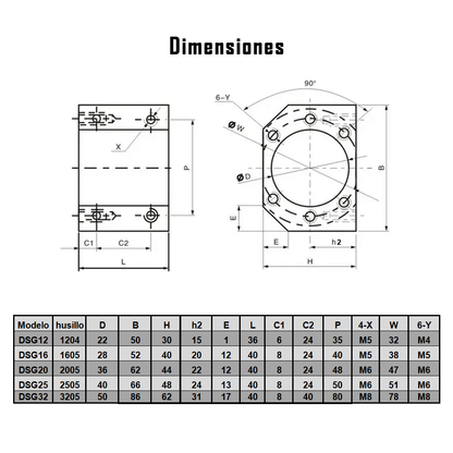 DSG32 Carcasa para tuerca de husillo SFU